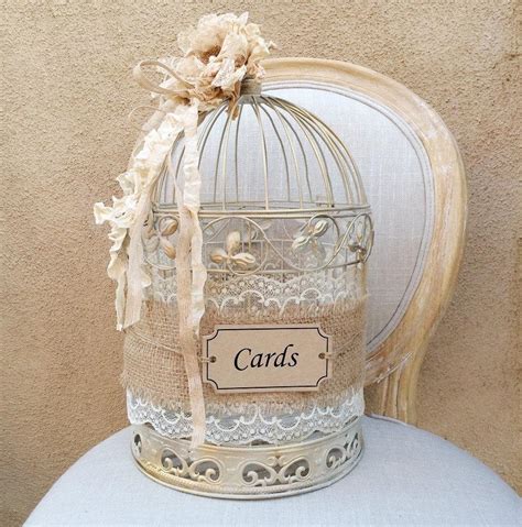 hmw Metal Birdcage Wedding Gift Card Holder Silver 